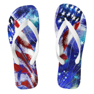 Adult, Wide Strap Flip Flops/American Flag Flops