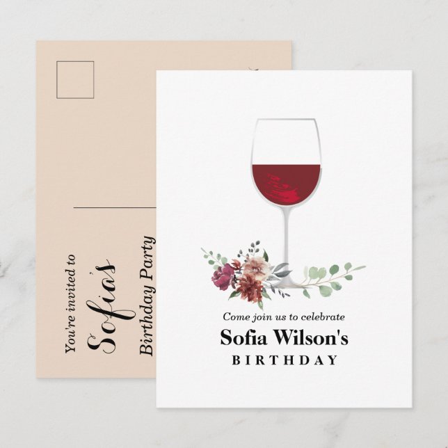 adult wine party invitation  (Front/Back)