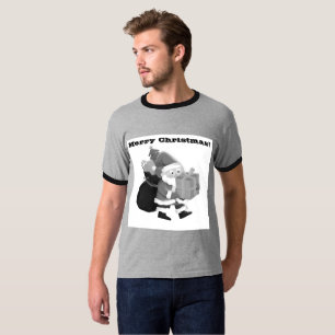 Adult XL Size Christmas Wishes Printed Text Ringer T-Shirt