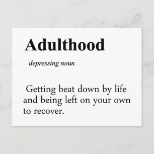 Adulthood Definition Postcard