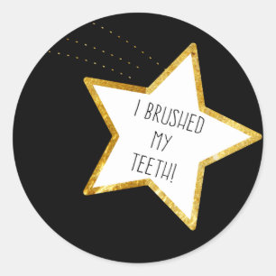 Adulting Gold Star Sticker--Brushed Teeth Classic Round Sticker