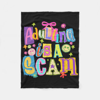 Adulting Is A Scam Style Mixed Media, Funny Mental Fleece Blanket
