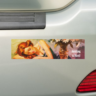 "Adulting is Hard" Faded Vintage Look Bumper Sticker