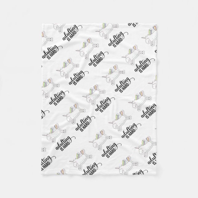 Adulting is Hard Funny Fleece Blanket (Front)