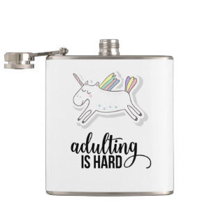Adulting is Hard Funny Hip Flask