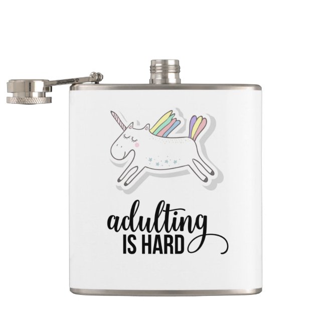 Adulting is Hard Funny Hip Flask (Opened)