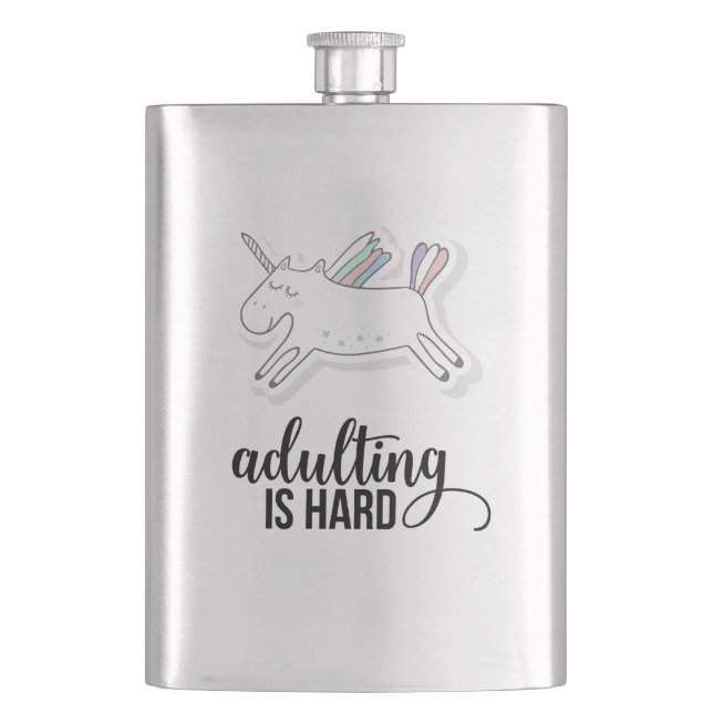 Adulting is Hard Funny Hip Flask (Front)