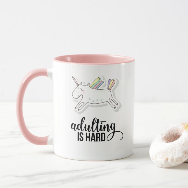 Adulting is Hard Funny Unicorn Mug (With Donut)