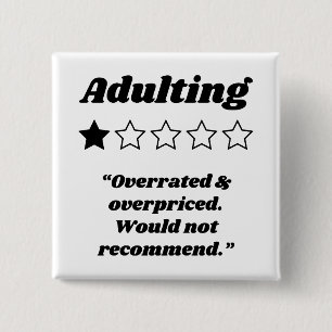 Adulting One Star Review 15 Cm Square Badge