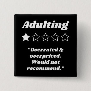 Adulting One Star Review 15 Cm Square Badge
