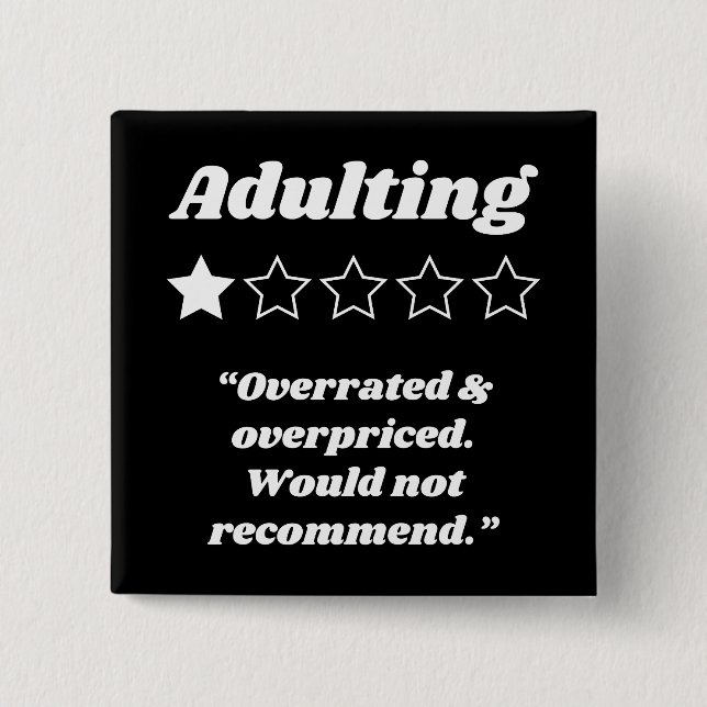 Adulting One Star Review 15 Cm Square Badge (Front)