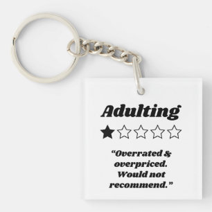 Adulting One Star Review Key Ring