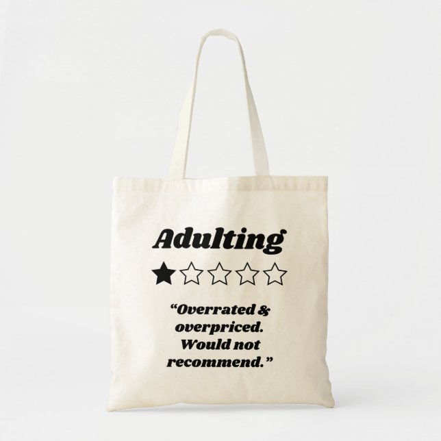Adulting One Star Review Tote Bag (Front)