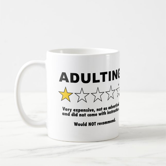 Adulting Review - 1 Star Review Coffee Mug (Left)