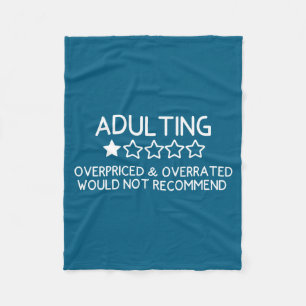 Adulting Shirt Funny Adul 1 Star Review  Fleece Blanket