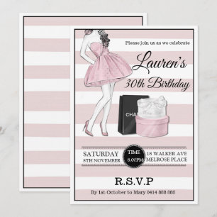 Adults 30th 40th 50th champagne Birthday party Invitation