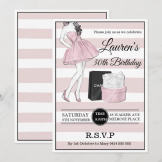 Adults 30th 40th 50th champagne Birthday party Invitation