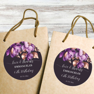 Adults Birthday party purple favour thank you Classic Round Sticker
