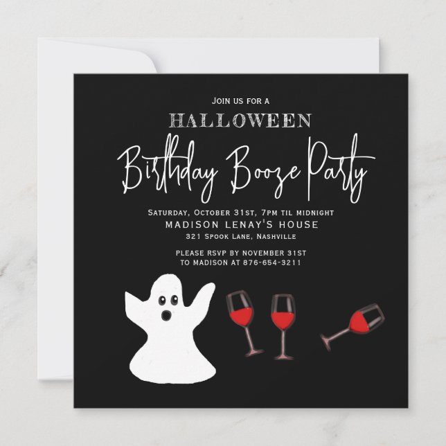 Adults Halloween Booze Birthday Party Invitation (Front)