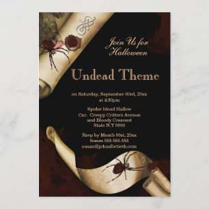 Adults Halloween spider scroll Invitation