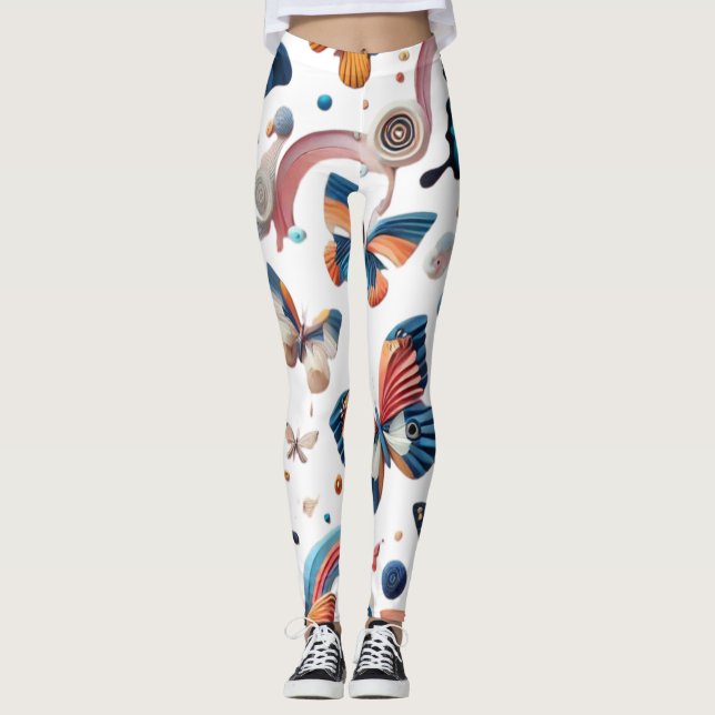  Adults' Legging Design – Colourful Butterflies (Front)