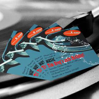 Adults Music Themed Birthday Party Invitation