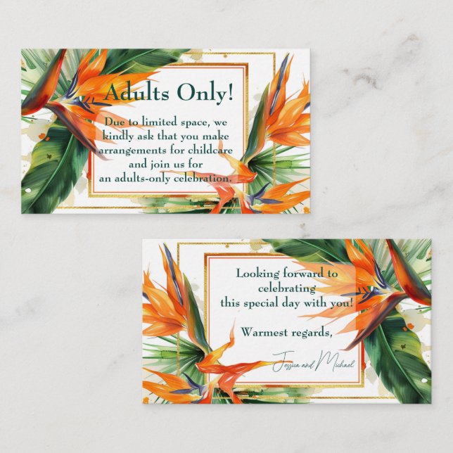 Adults only! Birds of Paradise Bliss  Enclosure Card (Front/Back)