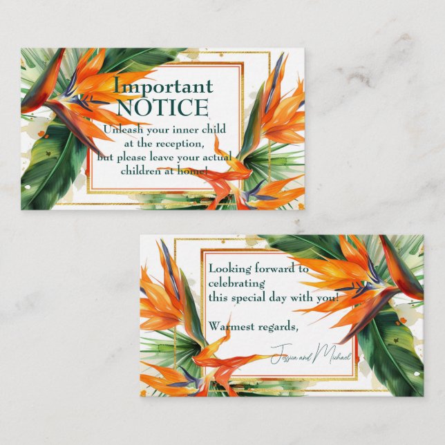 Adults only! Birds of Paradise Bliss  Enclosure Card (Front/Back)
