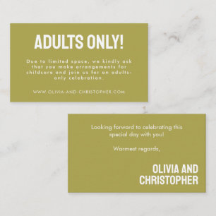 Adults Only! Minimalist Bold Rustic Harmony Enclosure Card
