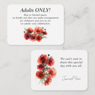 Adults Only Wedding Scarlet Petal Serenade  Enclosure Card