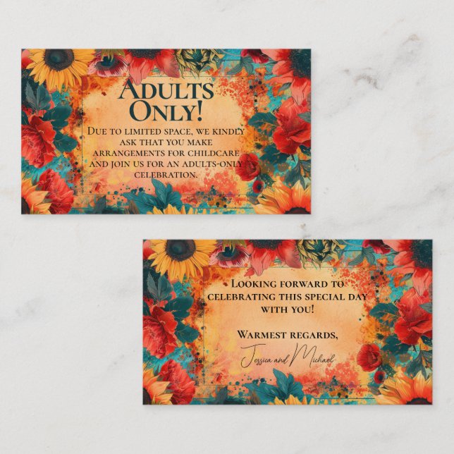 Adults Only🌻Sunflower and Poppy Reverie  Enclosure Card (Front/Back)