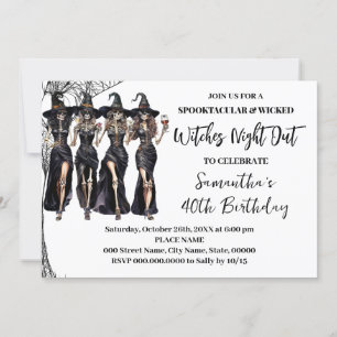 Adutls Birthday Halloween Witches Night Out Party Invitation