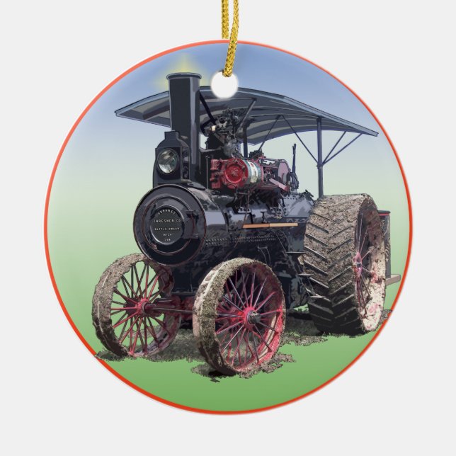 Advance Steam Traction Engine Ceramic Tree Decoration (Front)