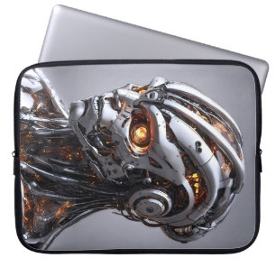 Advanced AI Chrome Android Cyborg Futuristic Laptop Sleeve