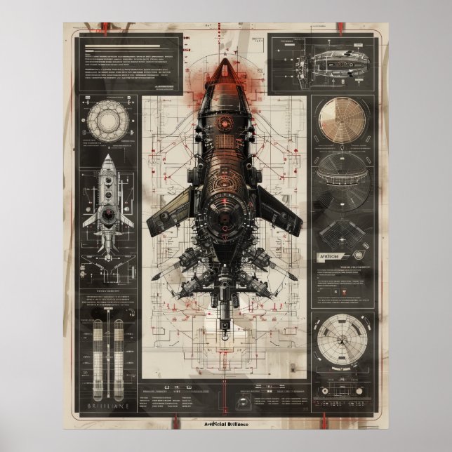 Advanced Hyperreal Infographics Schematics Tech Po Poster (Front)