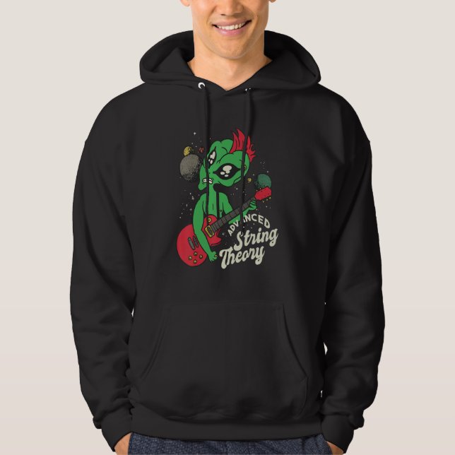 advanced string theory alien galaxy guitar playing hoodie (Front)