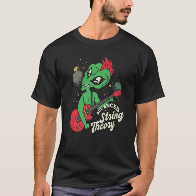 advanced string theory alien galaxy guitar playing T-Shirt (Front)