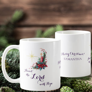 Advent Await the Lord with Hope Christmas Star Coffee Mug