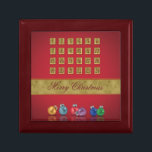 Advent Calendar Christmas Ornaments Gift Box<br><div class="desc">Merry Christmas illustration featuring an advent calendar and colourful Christmas baubles on a red background.</div>