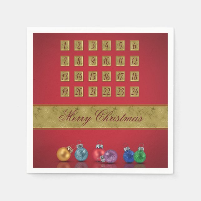 Advent Calendar Christmas Ornaments Napkin (Front)