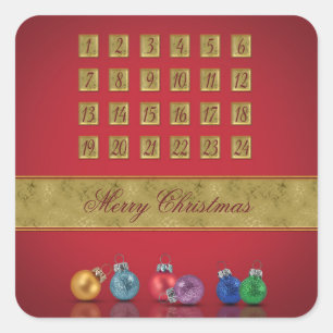 Advent Calendar Christmas Ornaments Square Sticker