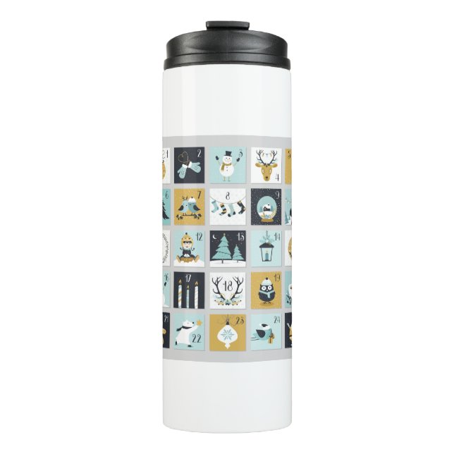 Advent Calendar Printable Calendar Thermal Tumbler (Front)