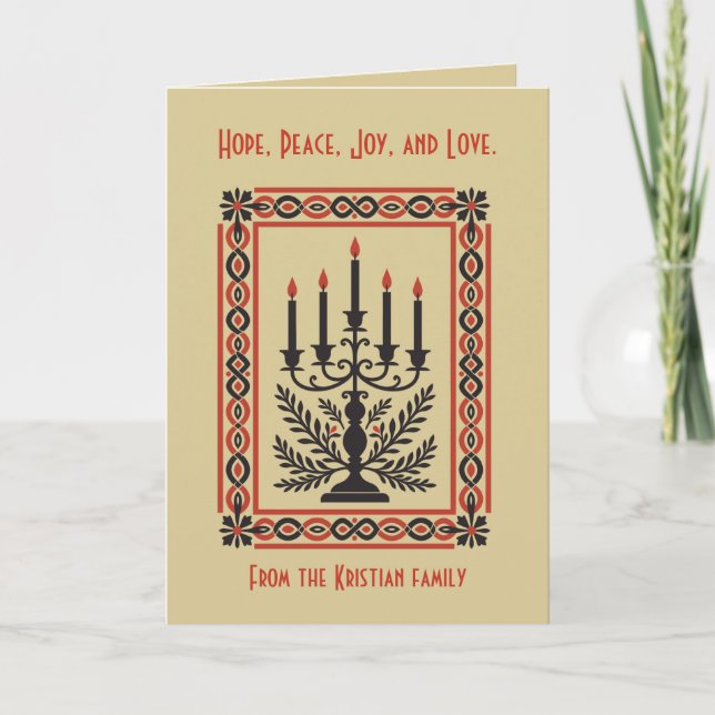 Advent Candelabra Stylized Minimal Nordic Christma Card (Front)