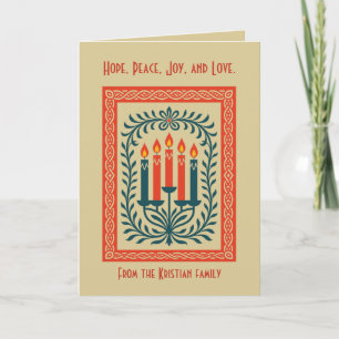 Advent Candelabra Stylized Nordic Christmas Nature Card