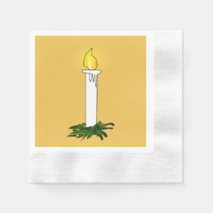 Advent Candle Dark Yellow Coined Cocktail Paper Napkin