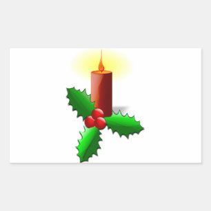 Advent Candle with Holly Rectangular Sticker