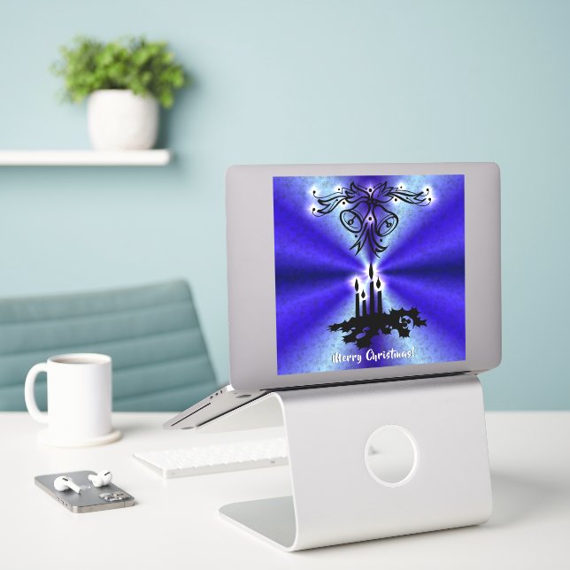 Advent, Christmas Artdeco on Blue Green Rainbow (Laptop On Desk)