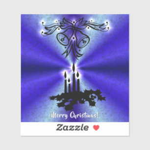 Advent, Christmas Artdeco on Blue Green Rainbow