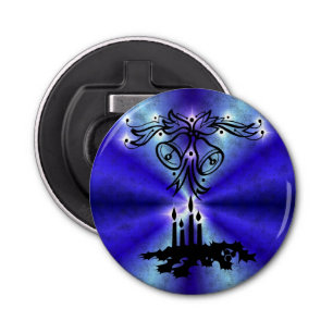 Advent, Christmas Artdeco on Blue Green Rainbow Bottle Opener