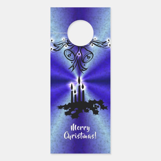 Advent, Christmas Artdeco on Blue Green Rainbow Door Hanger (Front)